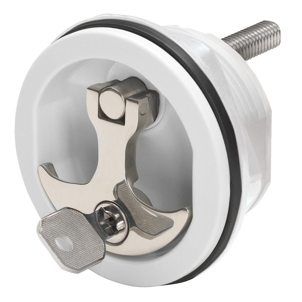 Whitecap white nylon and stainless steel locking compression handle, 3-inch outer diameter