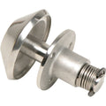 Whitecap 316 stainless steel spring-loaded cleat shown open and closed positions