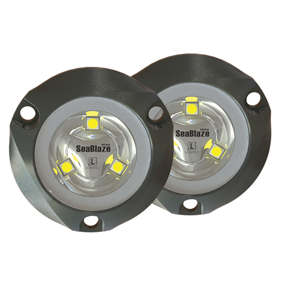 Lumitec SeaBlaze Mini brushed finish blue underwater light pair for skiffs and small boats