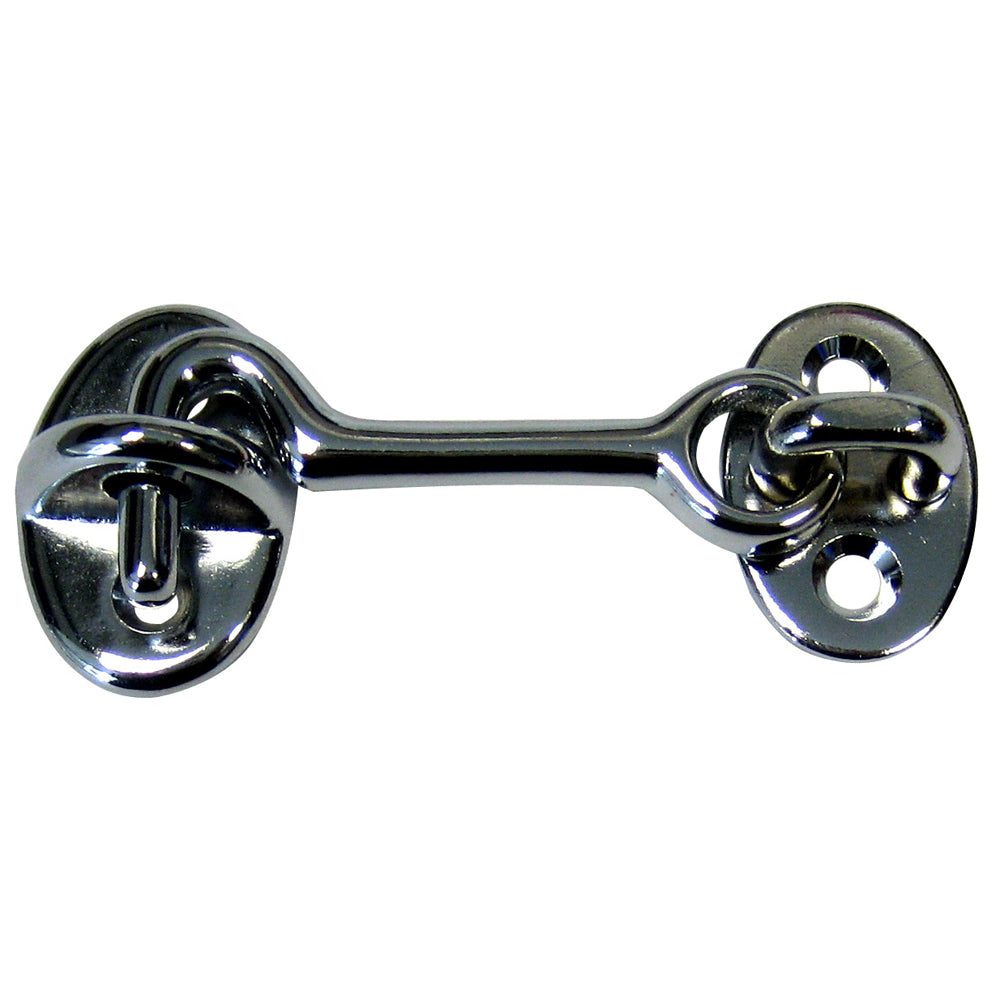 Whitecap 2-inch chrome-plated brass cabin door hook pre-drilled for #6 screws