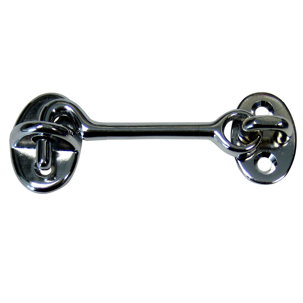 Whitecap 3-inch chrome-plated brass cabin door hook pre-drilled for #6 screws