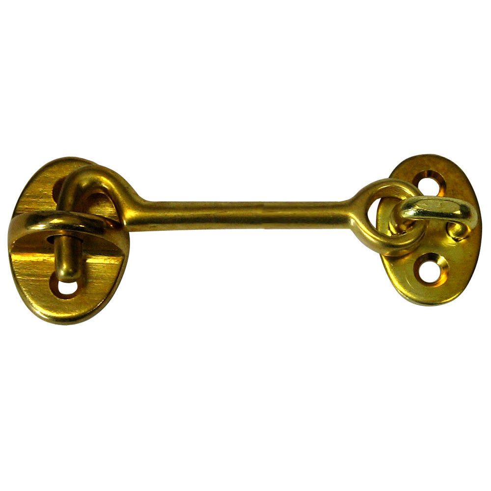 Whitecap 3 inch polished brass cabin door hook pre-drilled for number 6 screws