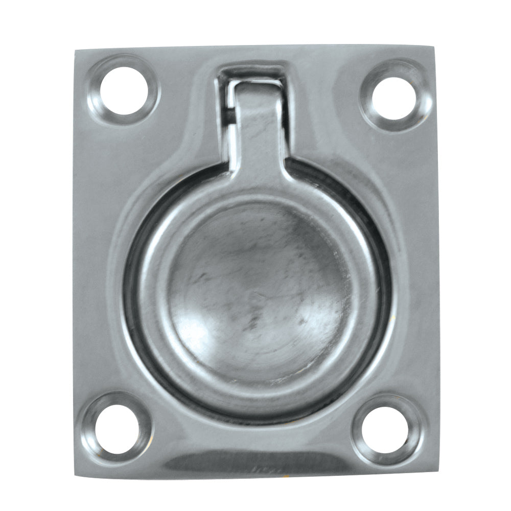 Whitecap chrome-plated brass flush pull ring 1-1/2 x 1-3/4 inch for marine hatches and panels