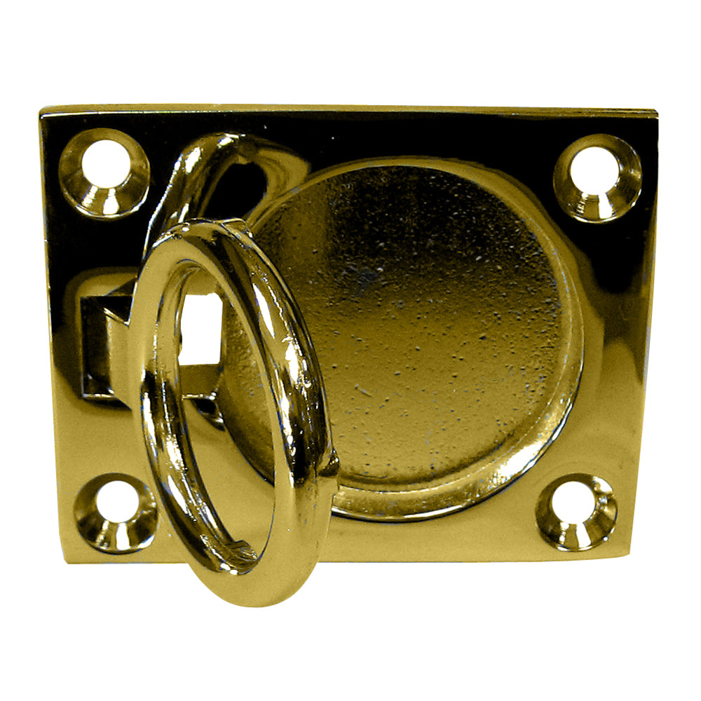 Whitecap 2 by 2-1/2 inch polished brass flush pull ring for marine hatches and drawers