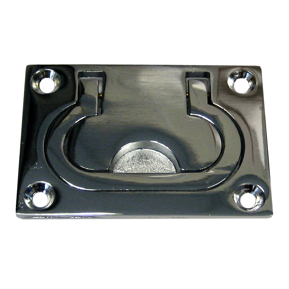 Whitecap 3 x 2 inch chrome-plated brass flush pull ring for marine hatches and lockers