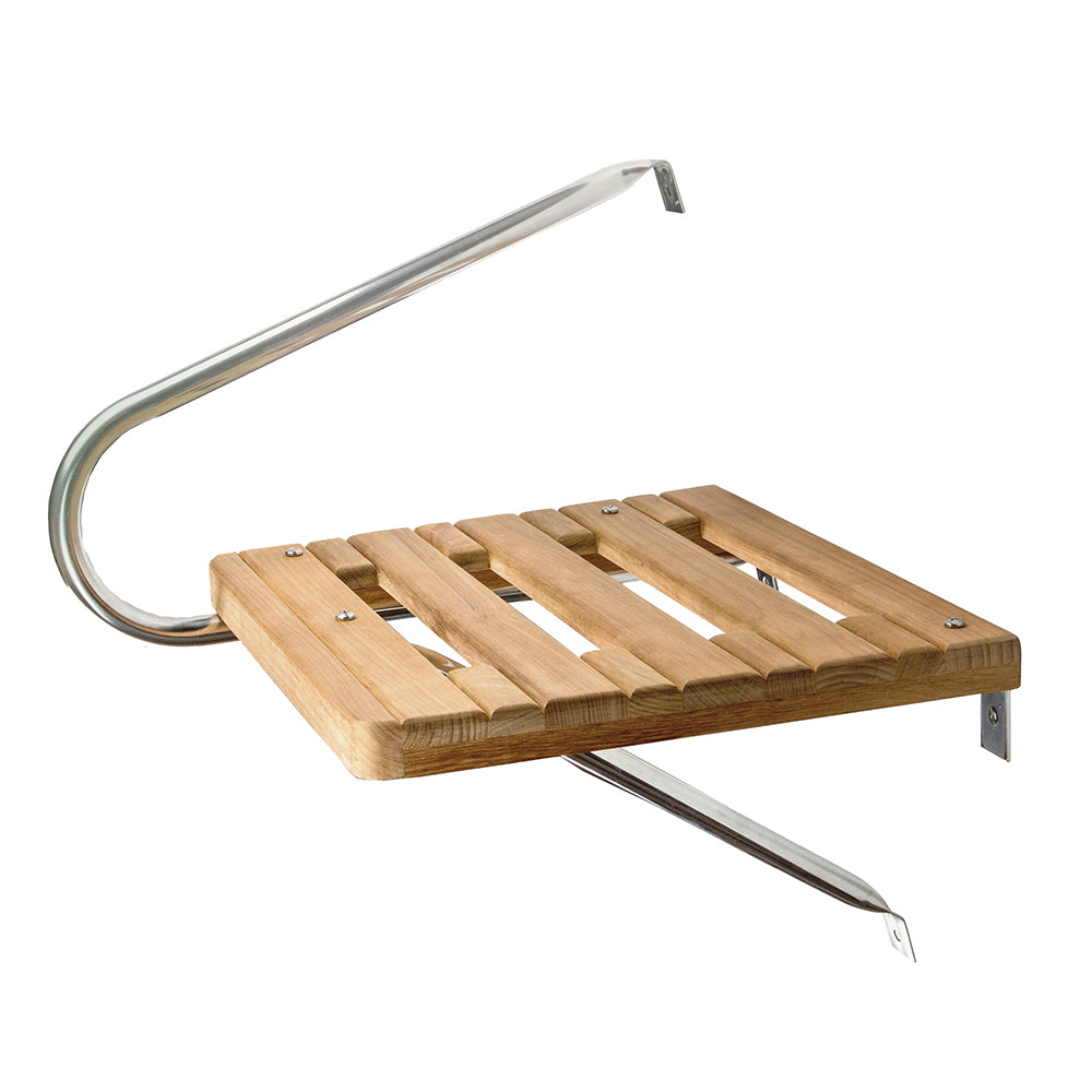 Whitecap teak swim platform with stainless steel hardware for outboard motor boats