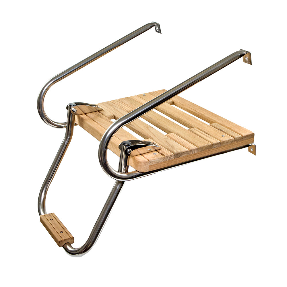 Whitecap teak swim platform with ladder and stainless steel hardware for inboard/outboard boats