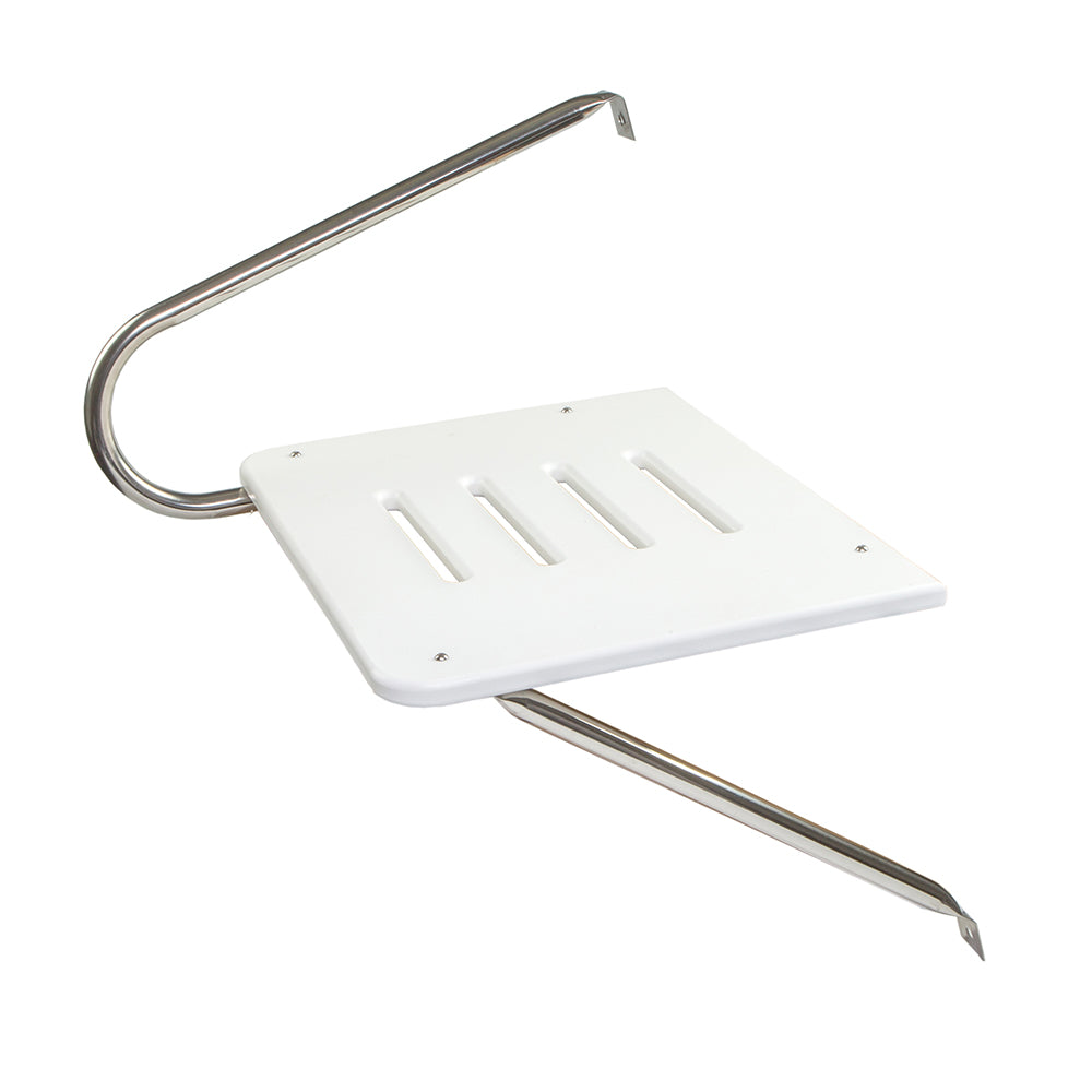 Whitecap white poly swim platform with stainless steel mounting hardware for outboard motor boats