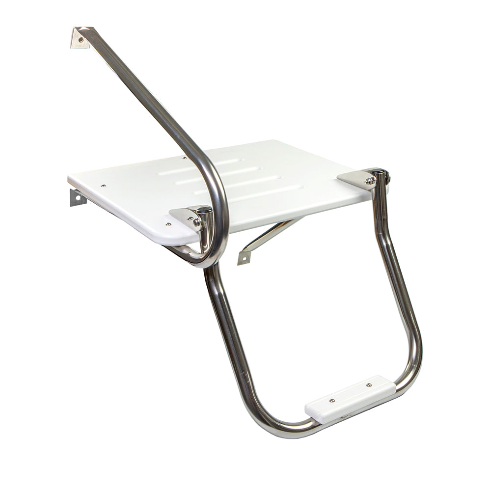 Whitecap white poly swim platform with ladder and stainless hardware for outboard motor boats