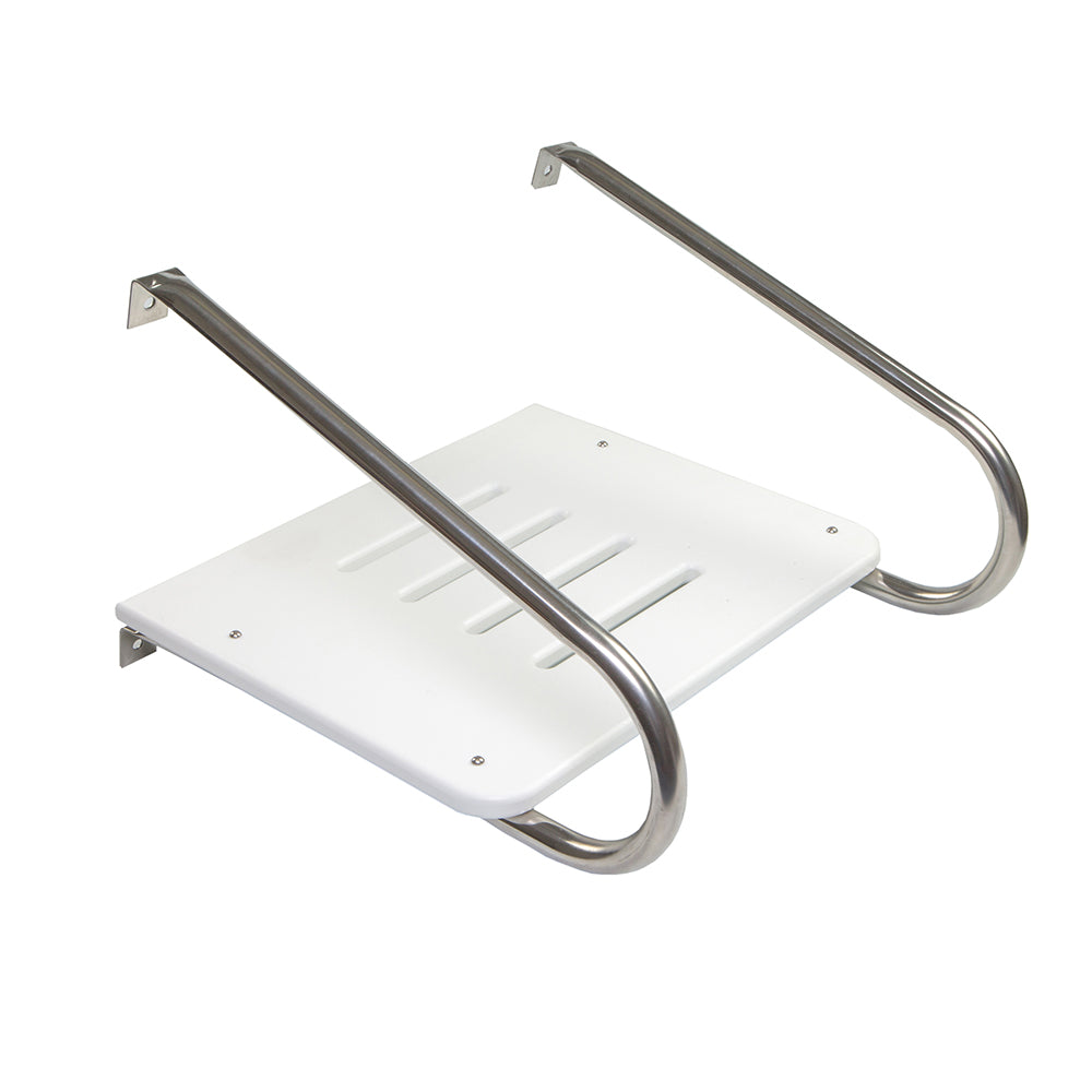 Whitecap white poly swim platform with stainless steel mounting hardware for inboard/outboard motors
