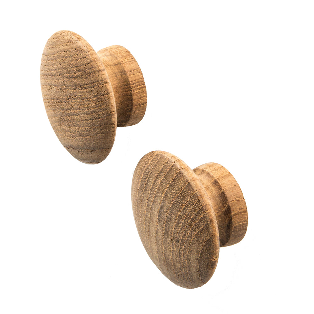 Whitecap teak round drawer knobs 2-inch surface mount 2-pack with hardware