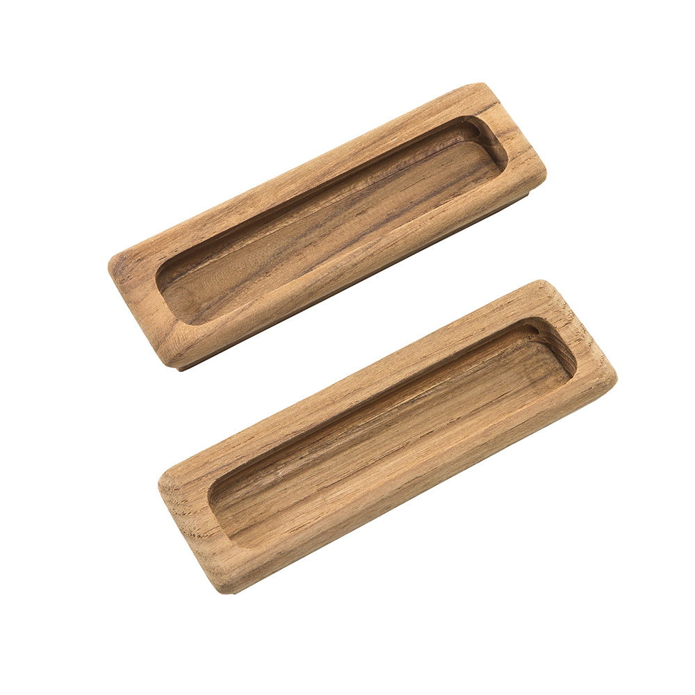 Whitecap teak large rectangular drawer pull 4-1/2 inch recess mount 2-pack