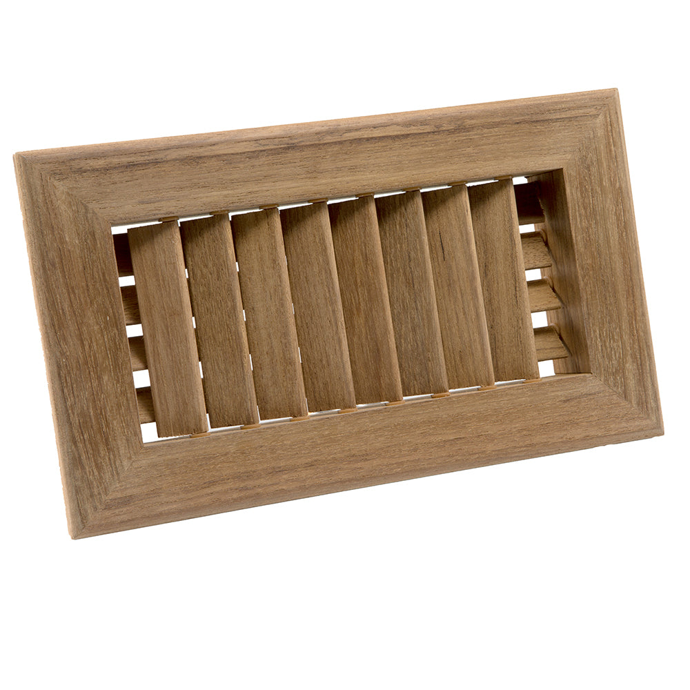 Whitecap teak air conditioning vent with adjustable slats, 9-3/4 x 5-3/4 x 1-1/2 inch overall