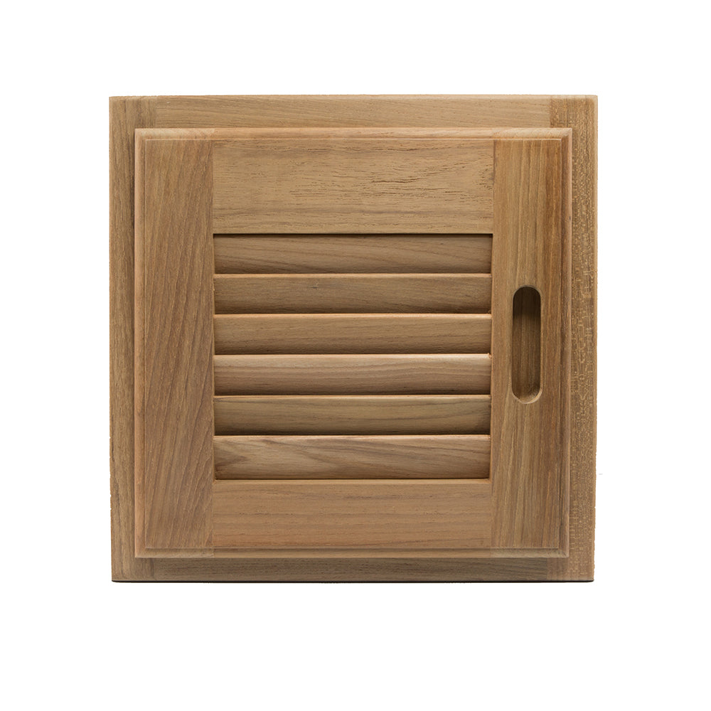 Whitecap teak louvered door and frame right-hand 12x12 inch with 11x11 cutout