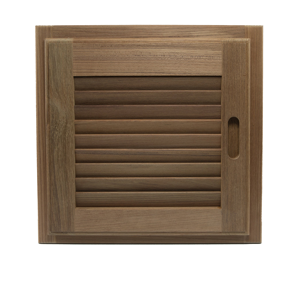 Whitecap teak louvered door and frame right hand 15x15 inch with 14x14 cutout
