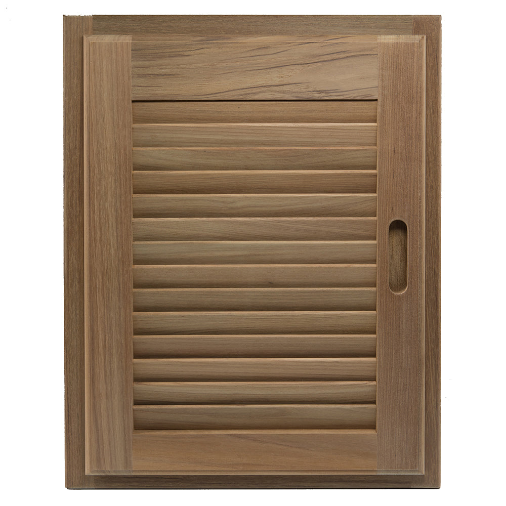 Whitecap teak louvered door and frame right-hand 15 x 20 inch with 14 x 19 inch cutout