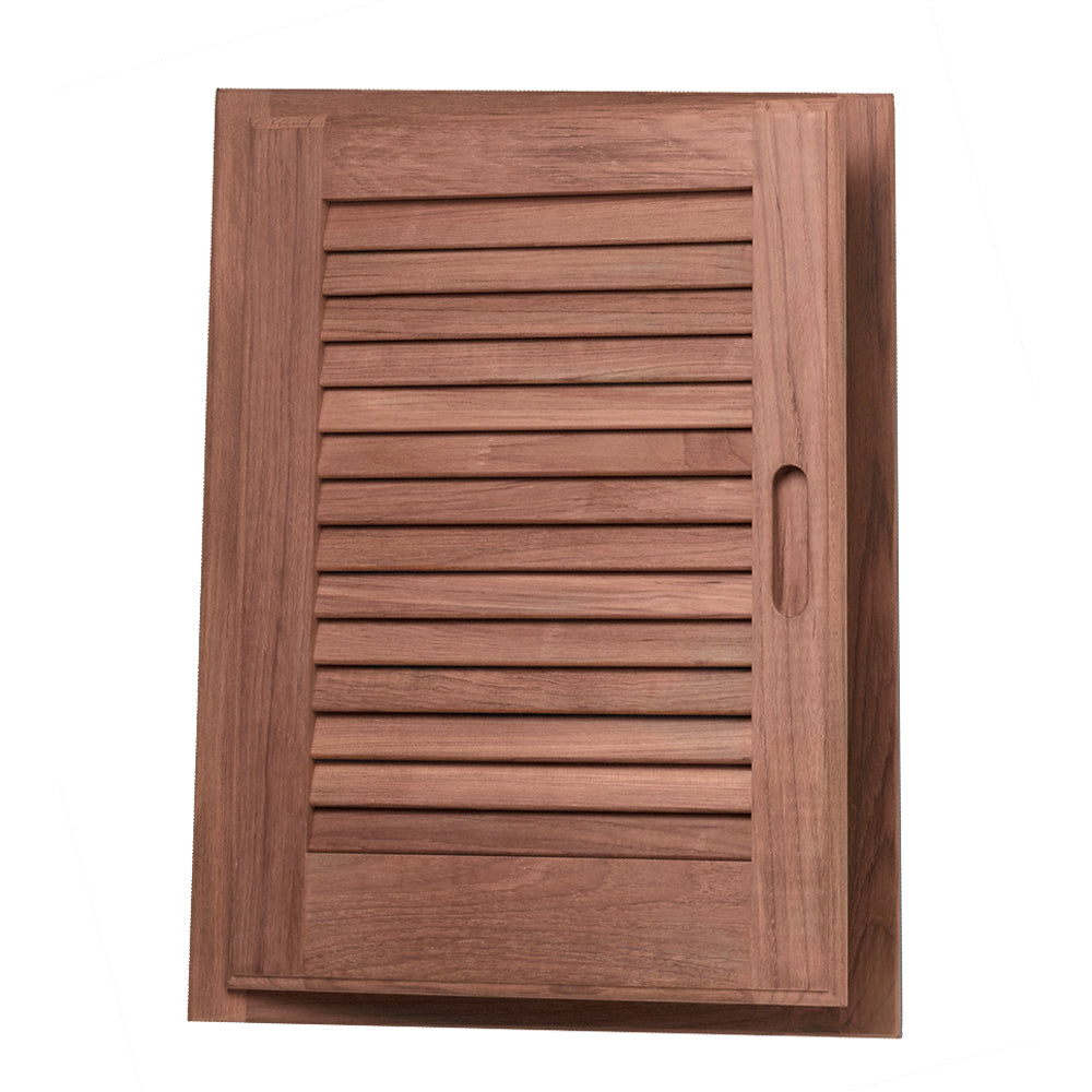 Whitecap teak louvered door and frame left hand 15 x 20 inch with 14 x 19 inch cutout