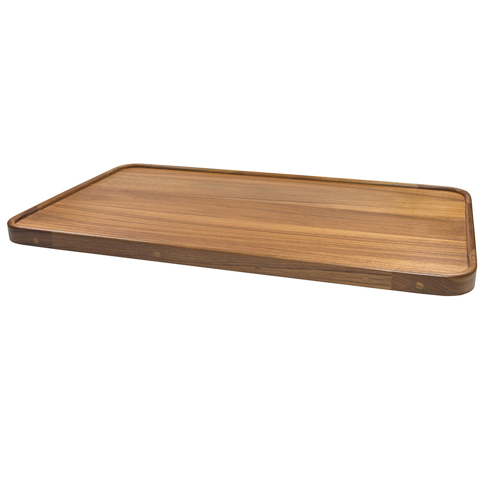 Whitecap solid teak rectangle table top 16 x 28 inch with raised lip edge for pedestal mount