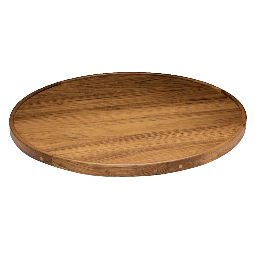 Whitecap solid teak round table top 24-inch diameter 1-1/8 inch thick with raised lip edge for boat pedestal table