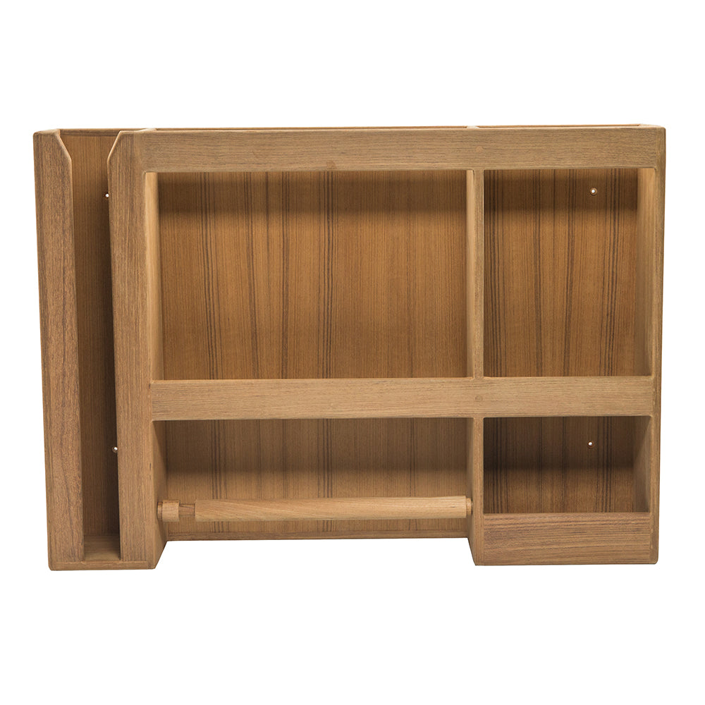 Whitecap teak dish cup and paper towel rack with spring-loaded bar, 22-1/4 inch length