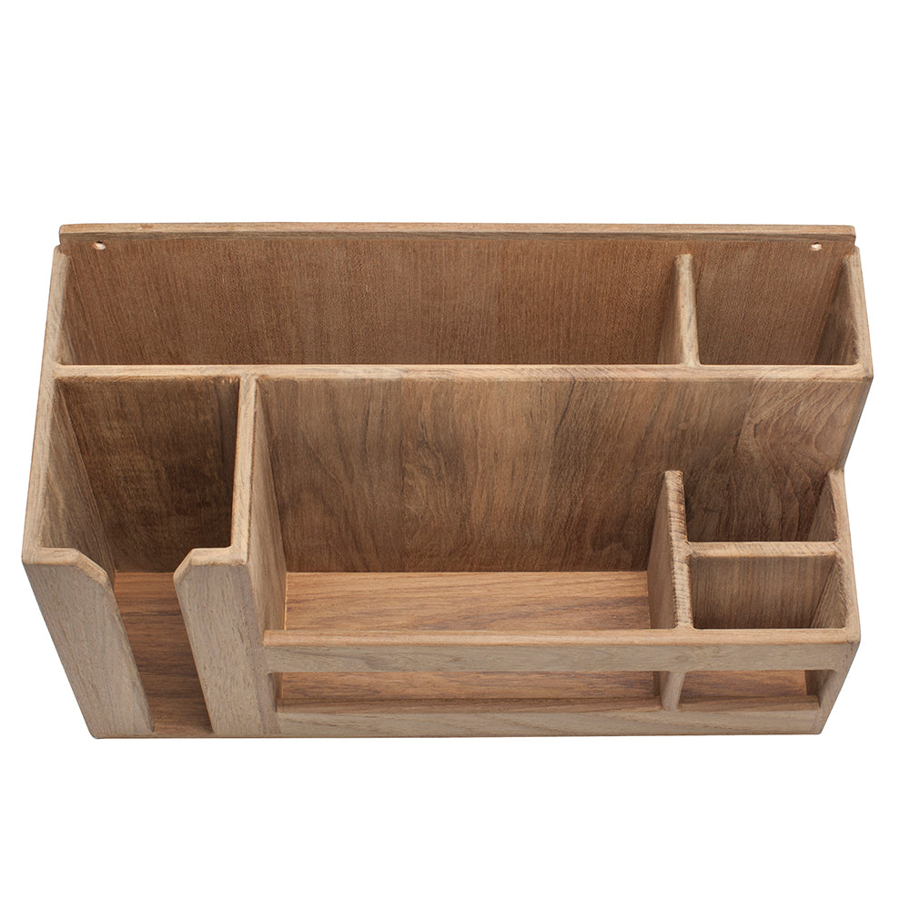 Whitecap teak dish cup and utensil holder 16-1/4 inch length for boat galley
