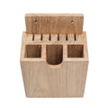 Whitecap teak cutlery rack with three silverware sections and six knife slots, 8-5/16 inch tall