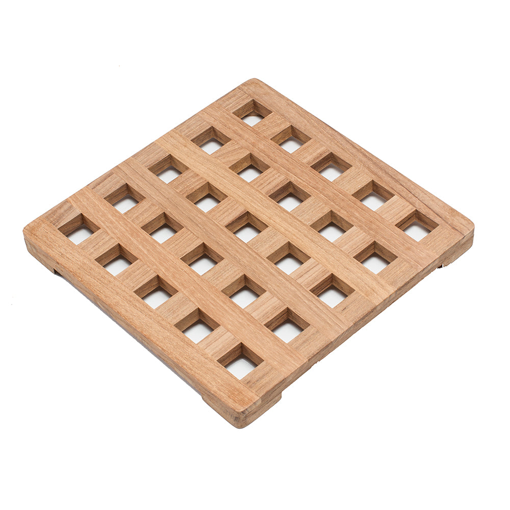 Whitecap 8-inch large square teak trivet with oiled finish