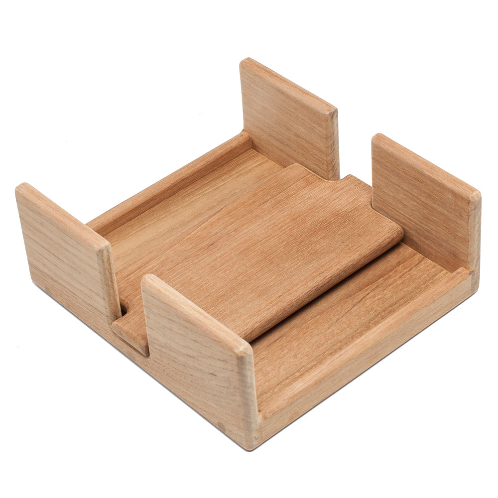 Whitecap teak stay-put napkin holder with oiled finish, 7-3/8 inch wide