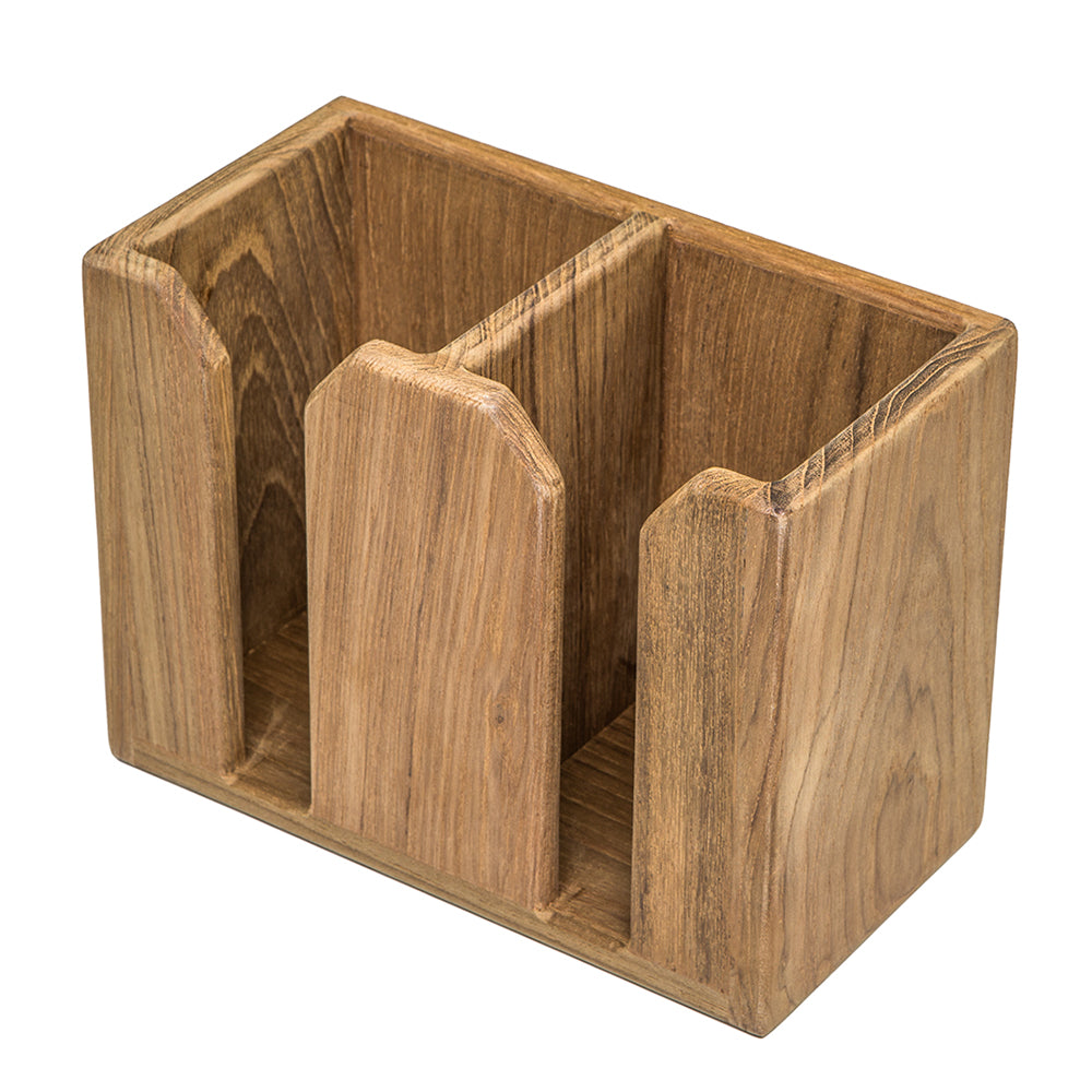 Whitecap teak two-bottle rack, bulkhead mount, holds 750 ml wine or water bottles, 8-3/8 x 5-1/2 x 3-3/4 inch