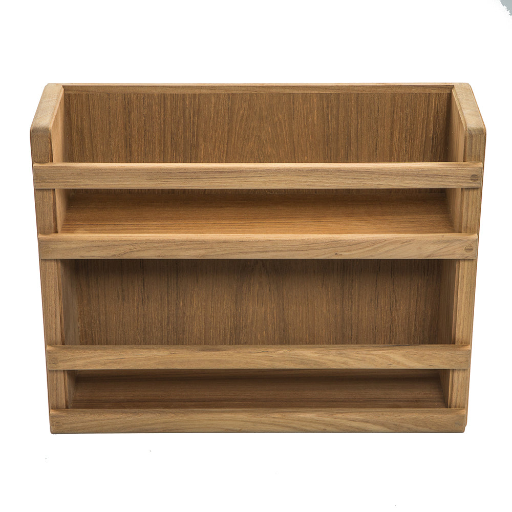Whitecap teak two-tier spice rack, 13-1/8 inch wide, holds 6 spice bottles per shelf