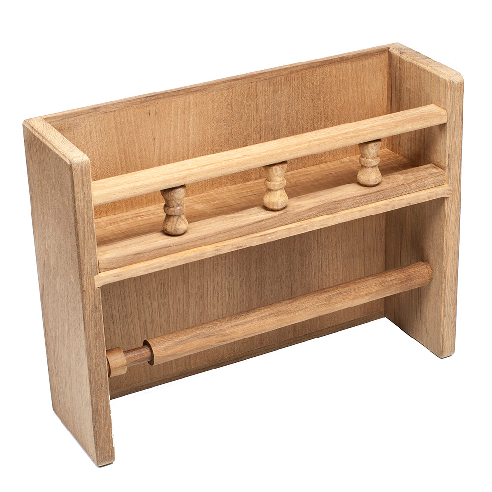 Whitecap teak paper towel holder with spice rack, 13-1/16 in. wide x 10 in. high x 3-3/4 in. deep