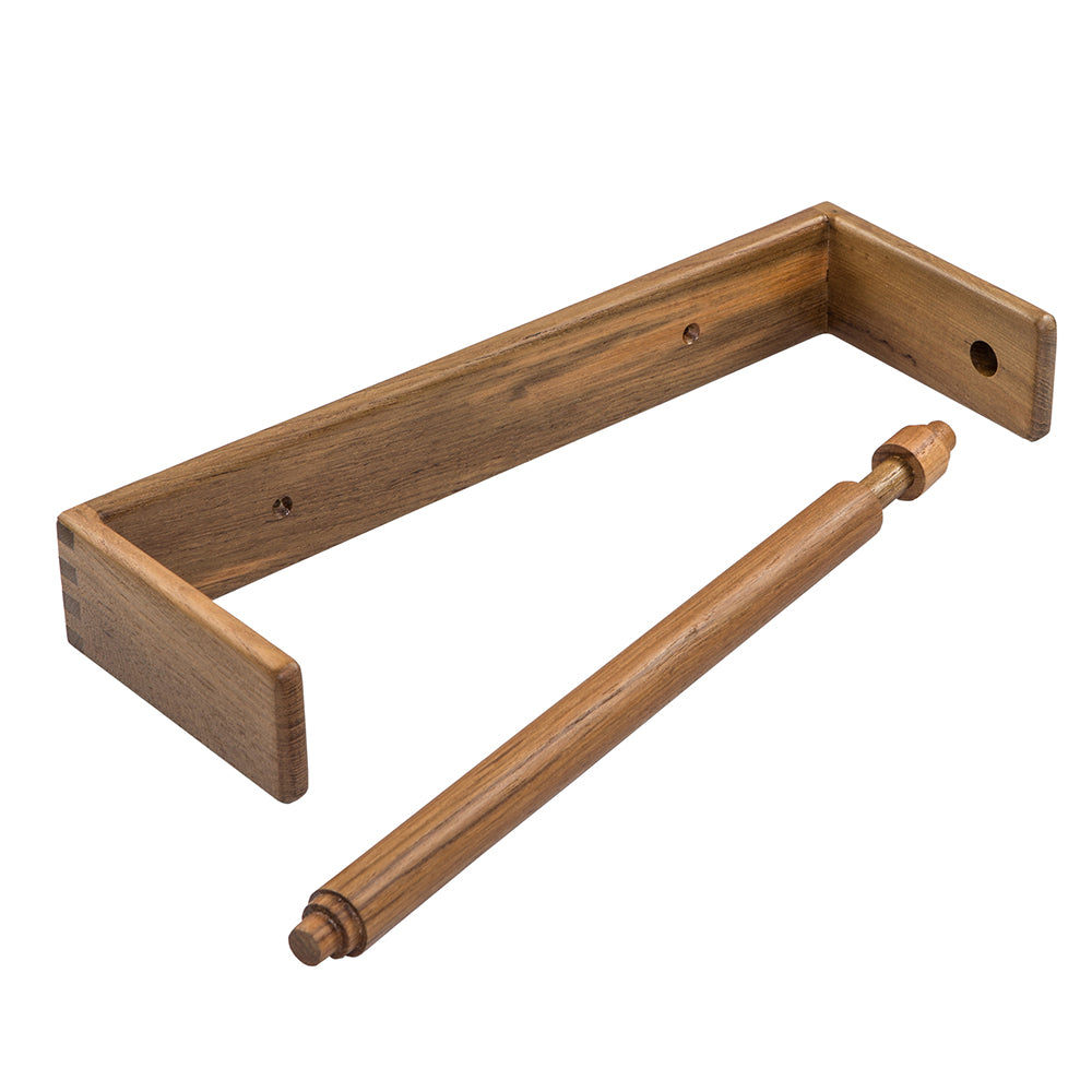 Whitecap teak wall-mount paper towel holder with spring-loaded bar, 12-1/4 inches wide