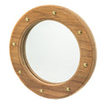 Whitecap 10-1/2 inch teak porthole mirror with brass studs and oiled finish
