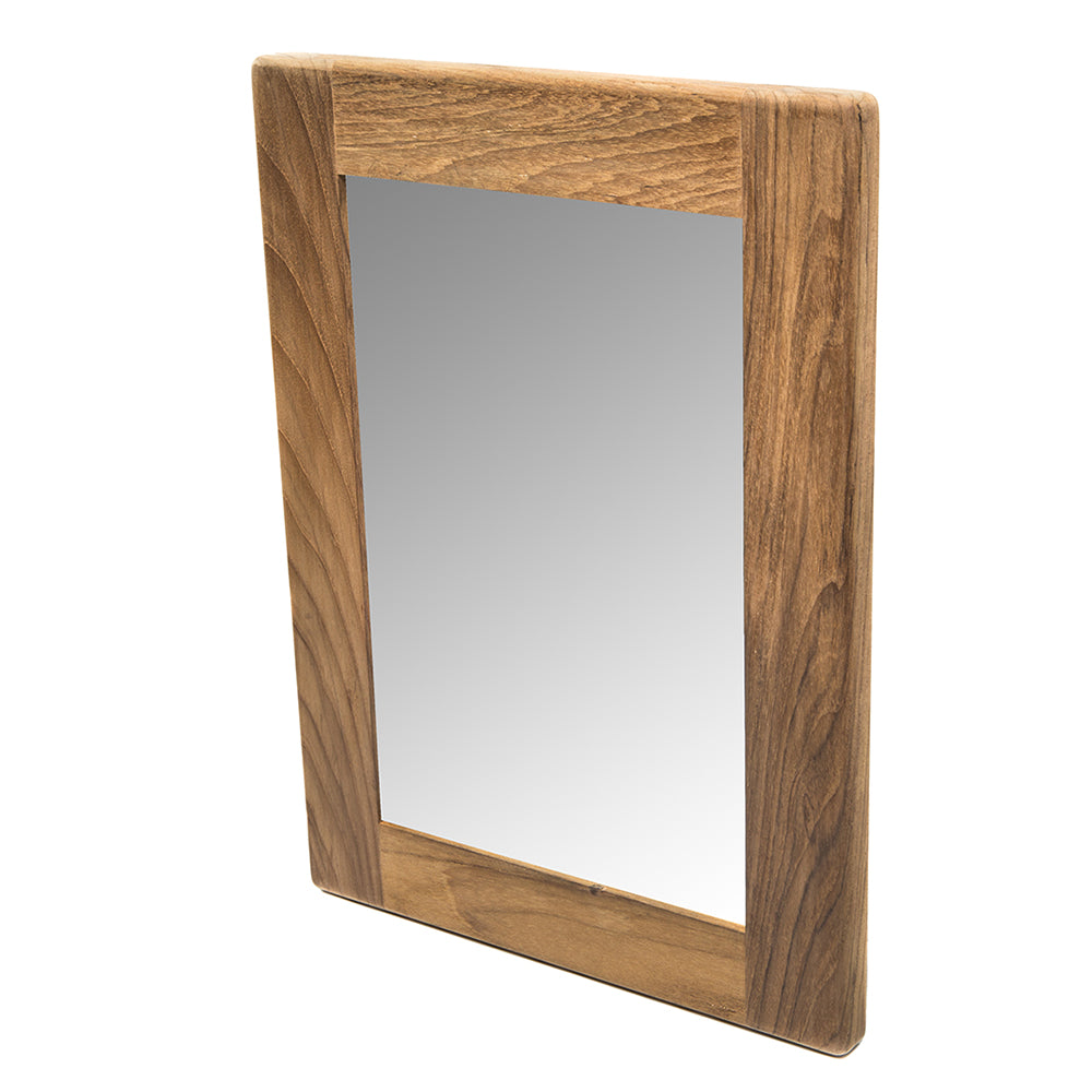 Whitecap teak rectangular mirror with oiled finish, 11 inches wide by 15 inches tall
