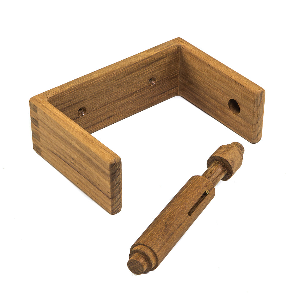 Whitecap teak toilet tissue rack with spring-loaded bar, 1-7/8"H x 5-1/2"W x 3-3/4"D