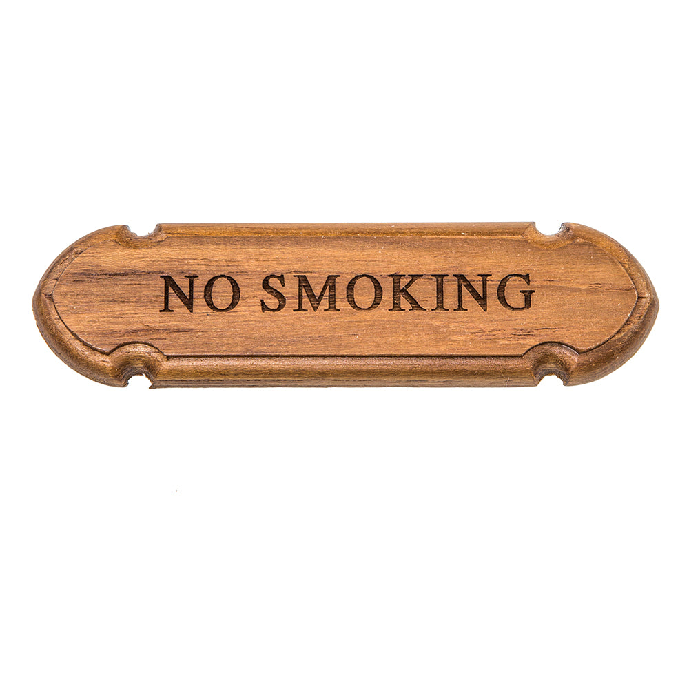 Whitecap teak No Smoking name plate 3-7/8 inch wide oiled finish