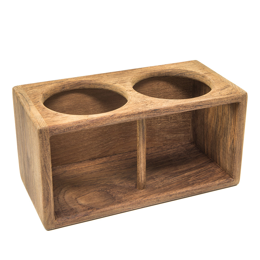 Whitecap teak two-drink rack, 7-1/2 inch length, holds two cans or bottles