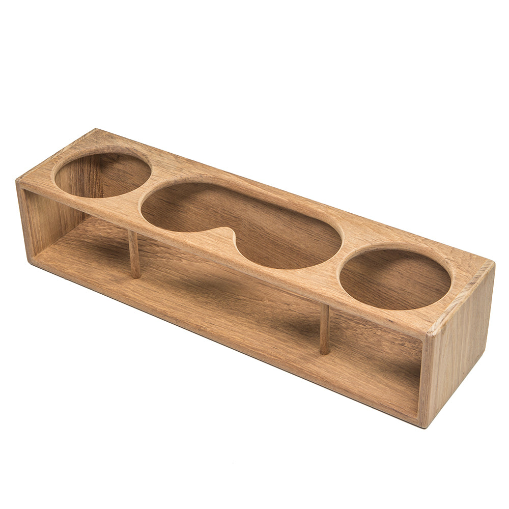 Whitecap teak four-position insulated drink and binocular rack, 16-1/2 x 4 x 3-1/2 inch