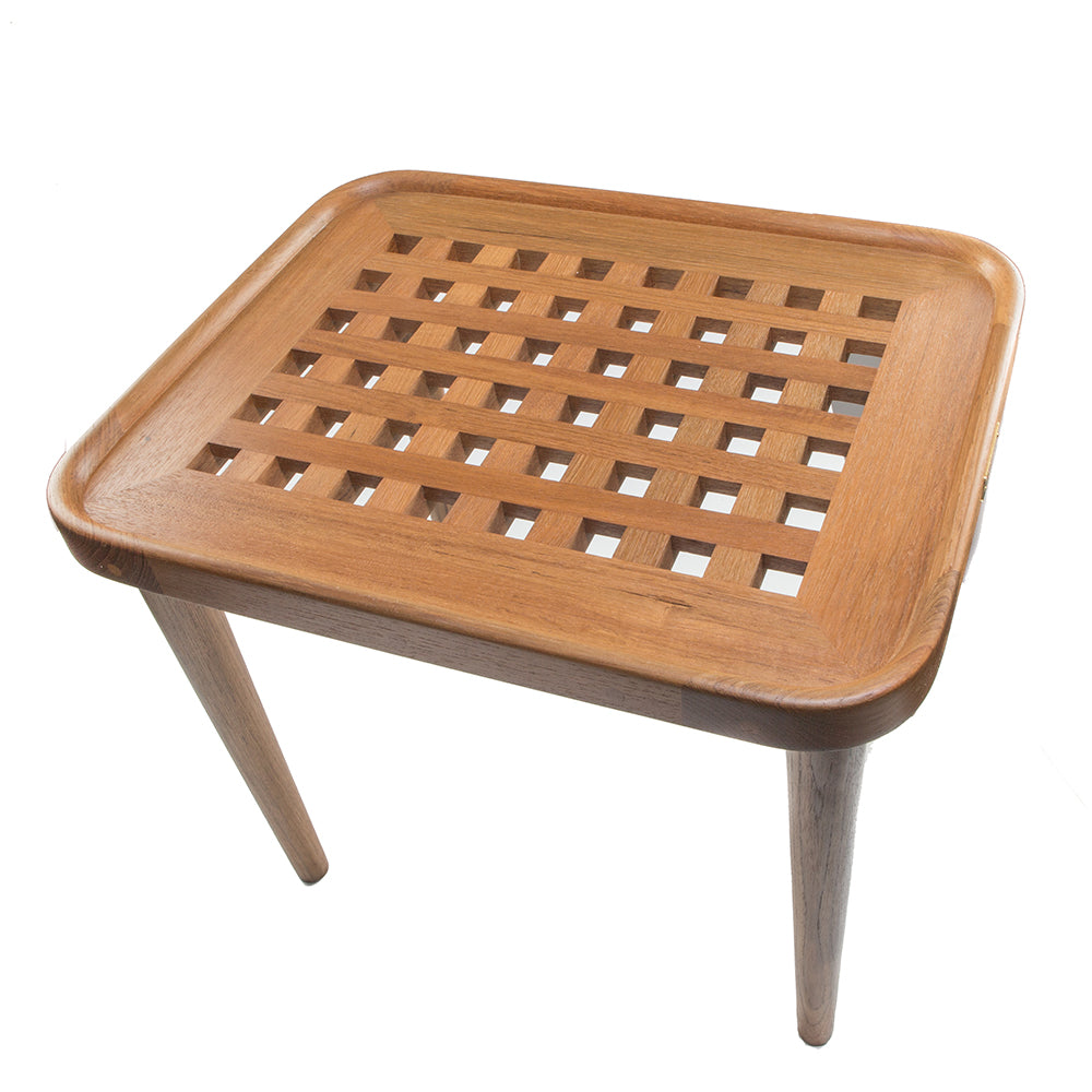 Whitecap teak cockpit grate end table with oiled finish, 16 by 20 by 18 inches