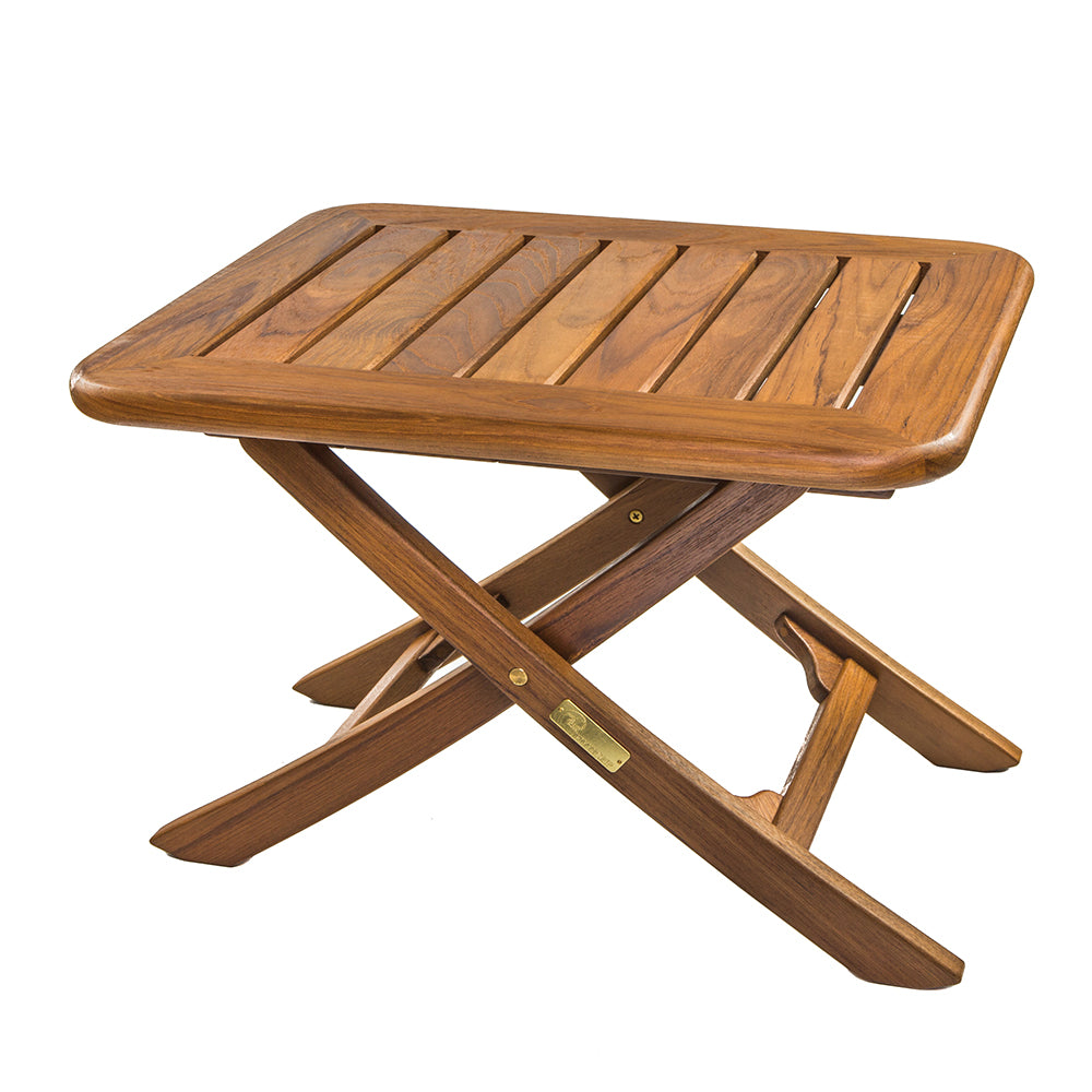 Whitecap small teak adjustable slat top table with oiled finish, 19-3/4 by 16 inch top