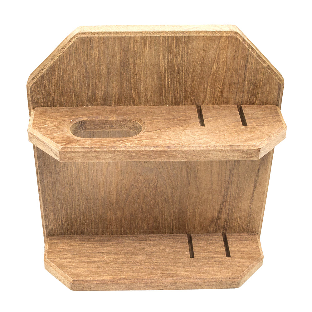 Whitecap teak knife and plier holder, 6-1/2 x 7-1/2 x 2-1/2 inch, mounts two knives and one pliers
