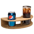 Whitecap teak curved two-drink rack, 12 inches long, holds two glasses, cans, or bottles with 2-7/8-inch cut-outs