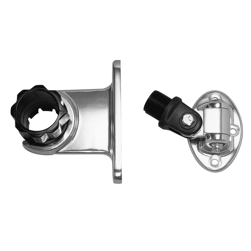 Rupp Standard Antenna Mount with oval 4-way base and 1.5 inch locking collar in anodized aluminum