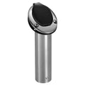 Attwood Standard Series 30-degree flush mount rod holder with black insert and polished 316 stainless steel tube