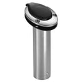 Attwood Standard Series 15-degree flush mount rod holder with black UV-resistant insert and polished 316 stainless steel tube