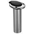 Attwood Standard Series 2-inch 316 stainless steel flush mount rod holder with 0-degree black insert