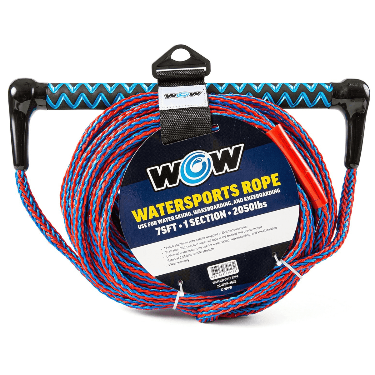WOW Watersports 75ft Watersports Tow Rope with EVA Handle