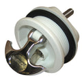 Whitecap chrome-plated Zamac locking T-handle latch with white nylon body, 3-inch diameter, freshwater use only