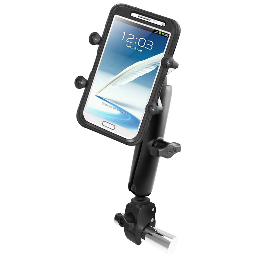 RAM Mount Tough-Claw™ Base w/Long Double Socket Arm & Universal X-Grip® IV f/Large Phone/Phablet Cradle