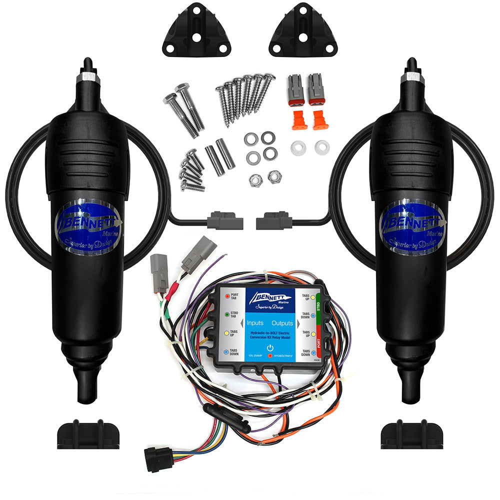 Bennett Marine hydraulic to BOLT electric trim tab conversion kit with plug-and-play actuators